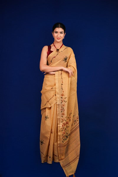 Tissue Saree Golden Beige