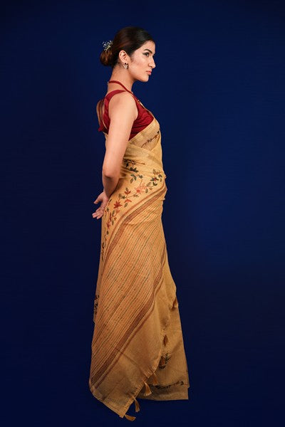 Tissue Saree Golden Beige