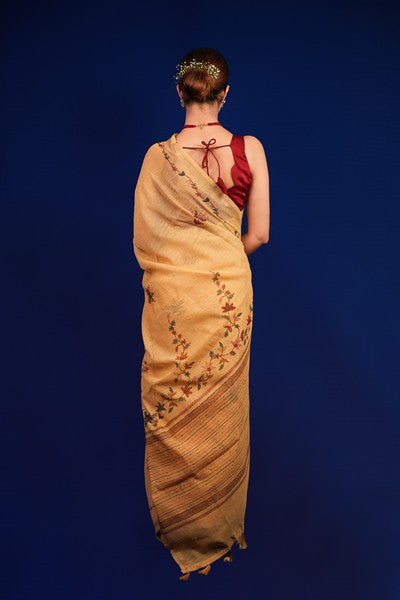 Tissue Saree Golden Beige