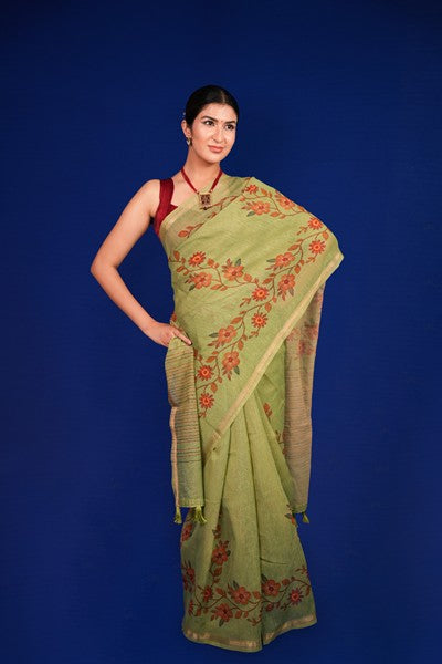 Tissue Saree  Sage Green