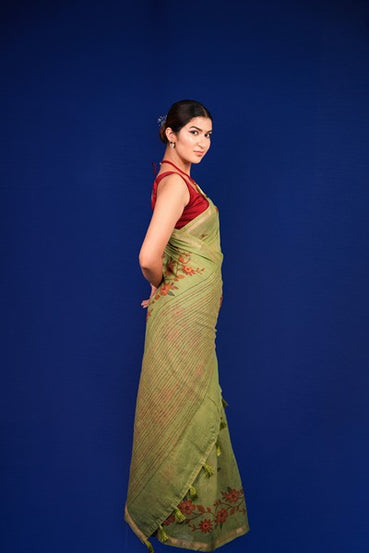 Tissue Saree  Sage Green