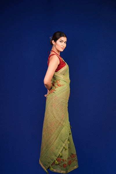 Tissue Saree  Sage Green