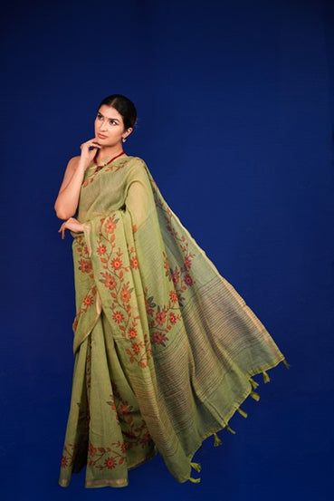 Tissue Saree  Sage Green