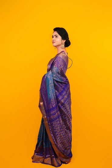 Uppada Anchulatha Peacock Blue