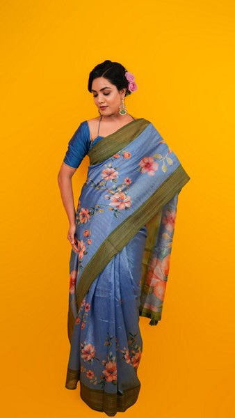 Digital Print  Sky Blue