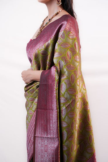 Kanchi Pattu Olive Green