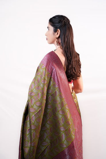 Kanchi Pattu Olive Green