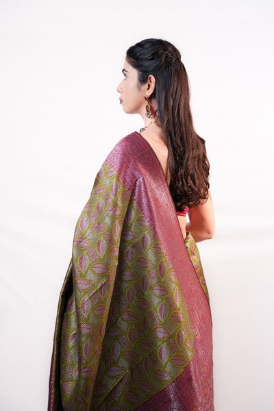 Kanchi Pattu Olive Green