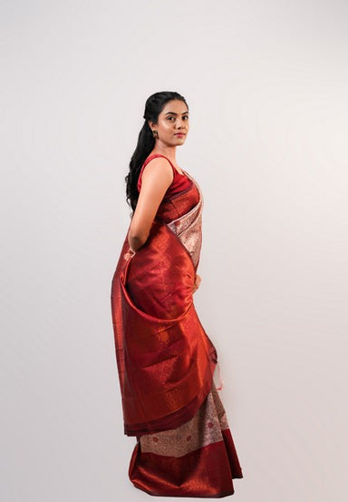 Kanchipuram Crimson Charm Beige Hue