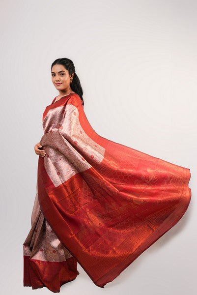 Kanchipuram Crimson Charm Beige Hue