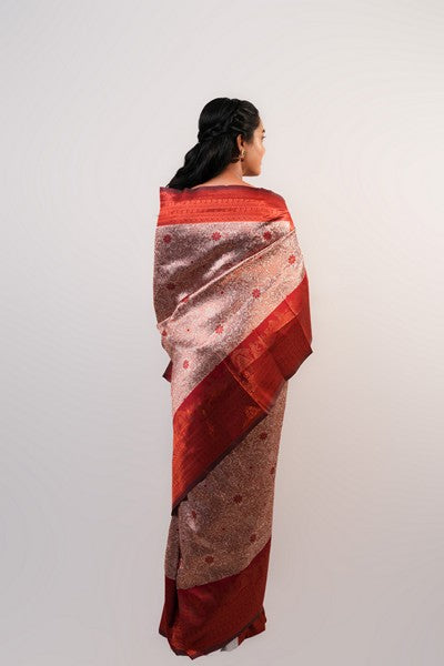 Kanchipuram Crimson Charm Beige Hue