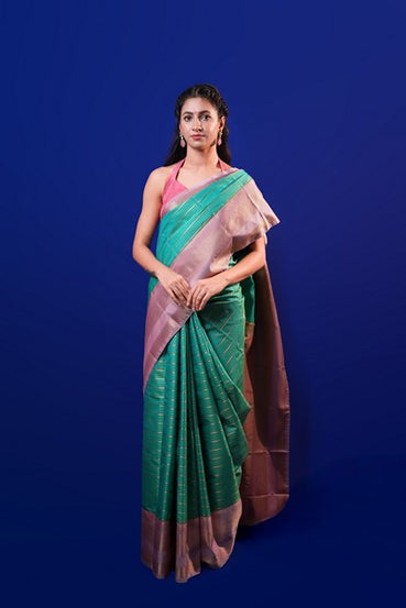 Kanchipuram Silk Peacock Green