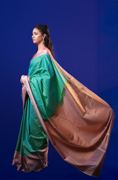 Kanchipuram Silk Peacock Green