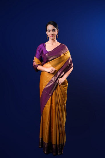 Kanchipuram Silk Golden-Yellow