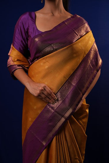 Kanchipuram Silk Golden-Yellow