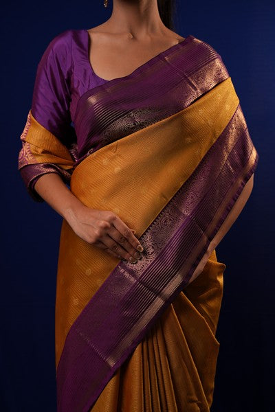 Kanchipuram Silk Golden-Yellow