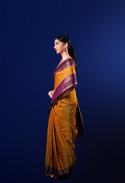 Kanchipuram Silk Golden-Yellow
