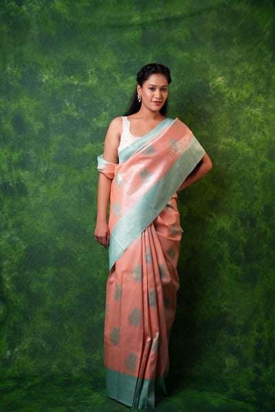 Kanchipuram  Soft Peach and Aqua
