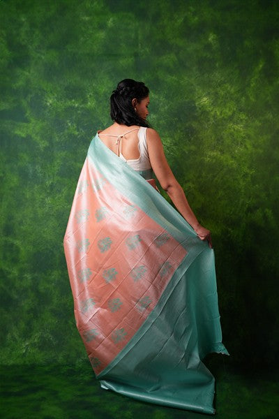 Kanchipuram  Soft Peach and Aqua