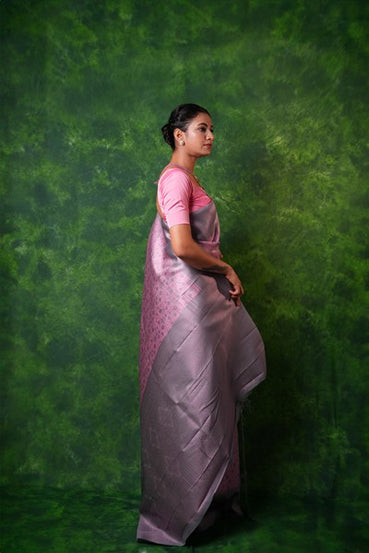 Kanchipuram Stunning Grey and Pink