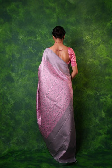 Kanchipuram Stunning Grey and Pink