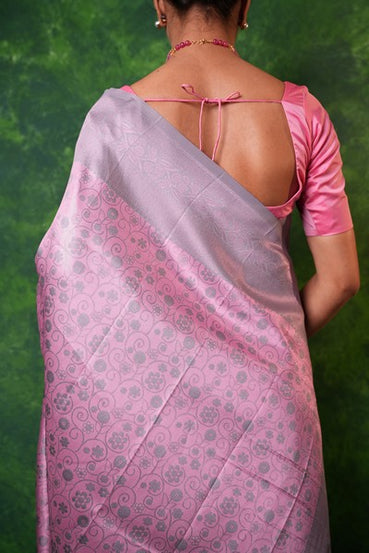 Kanchipuram Stunning Grey and Pink