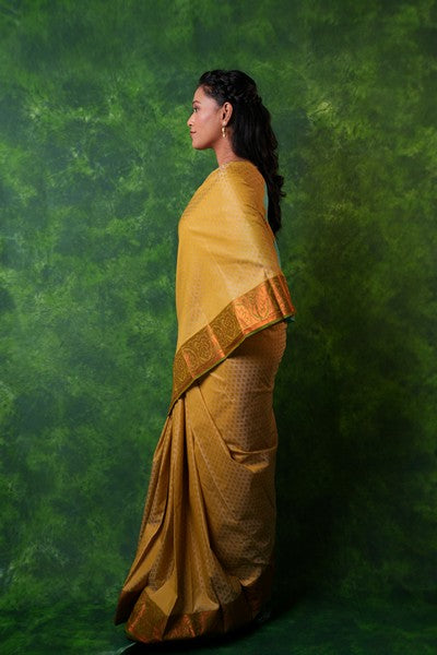 Kanchipuram Silk Mustard and Aqua