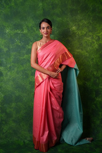 Kanchipuram Stunning Coral Pink