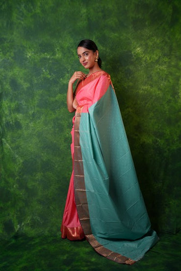 Kanchipuram Stunning Coral Pink