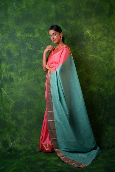 Kanchipuram Stunning Coral Pink