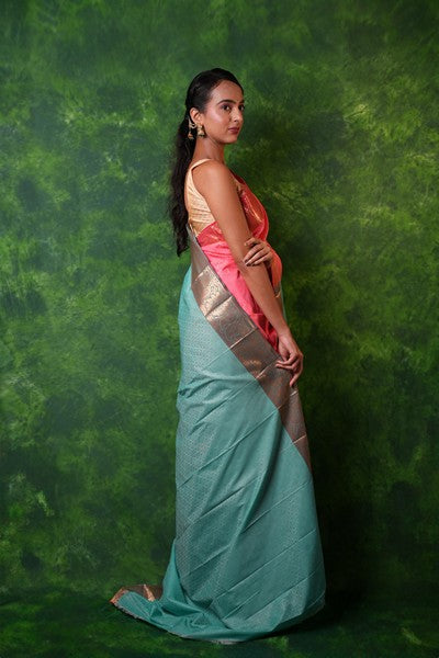 Kanchipuram Stunning Coral Pink