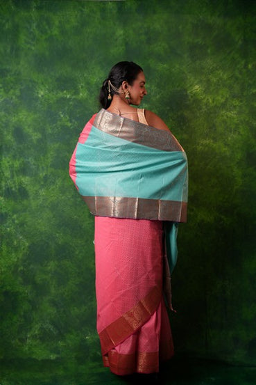 Kanchipuram Stunning Coral Pink