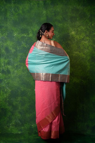 Kanchipuram Stunning Coral Pink