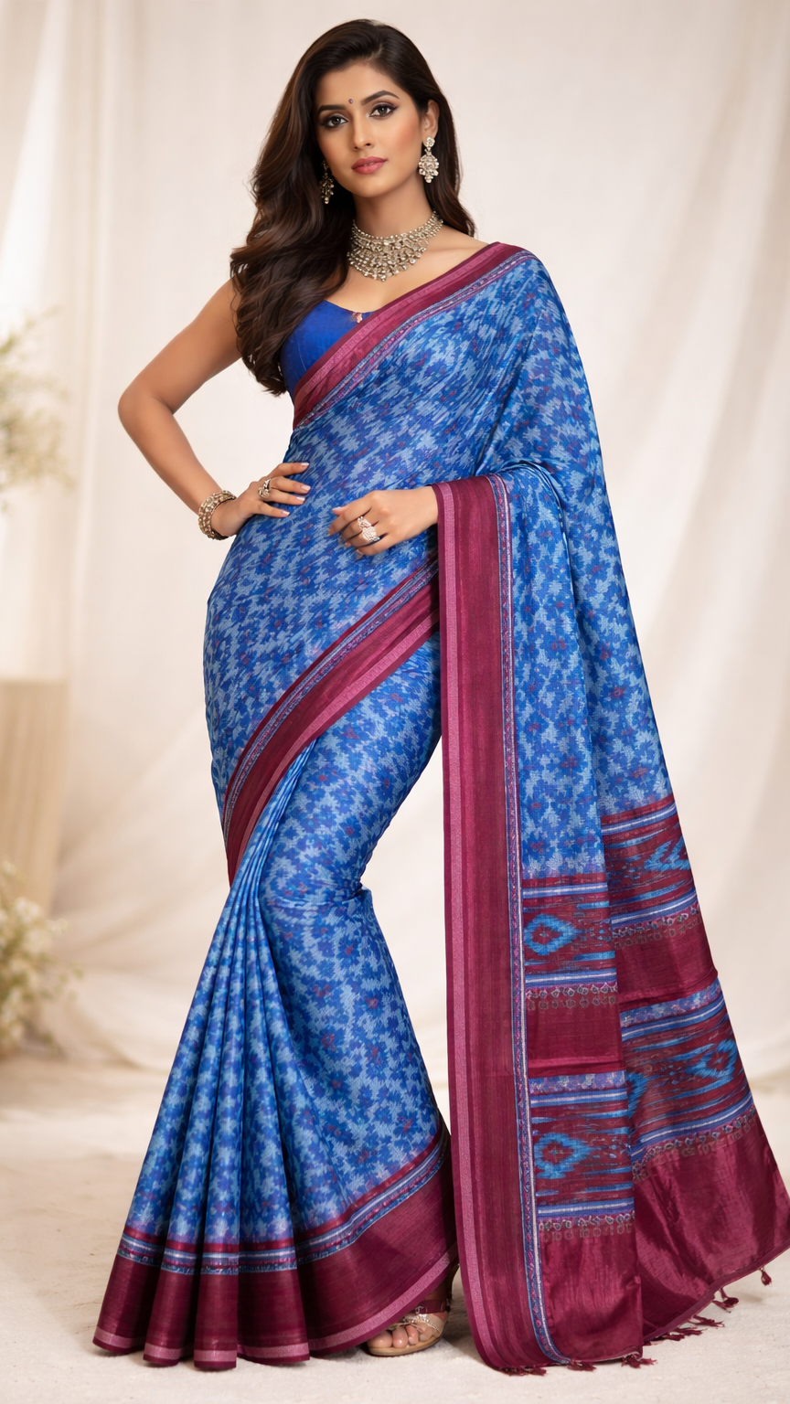 Sky Blue with Maroon Border