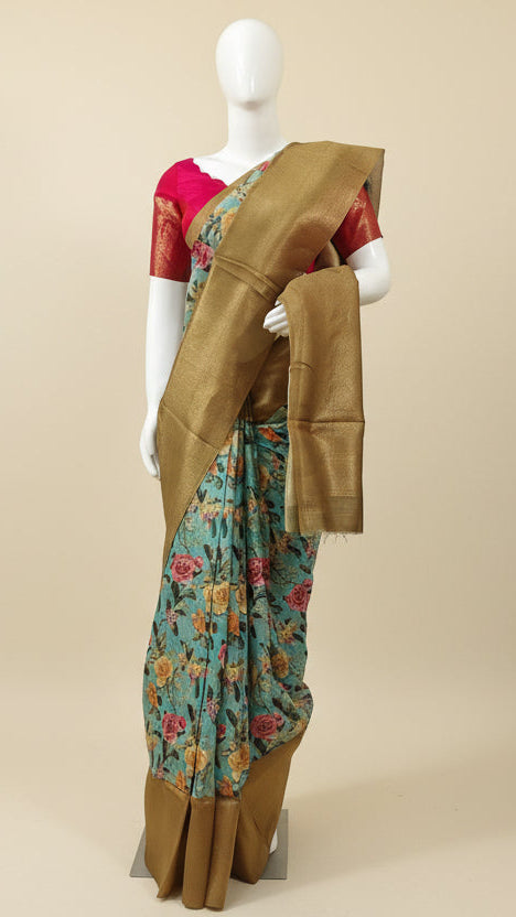 Ethereal Sea Green Floral Saree