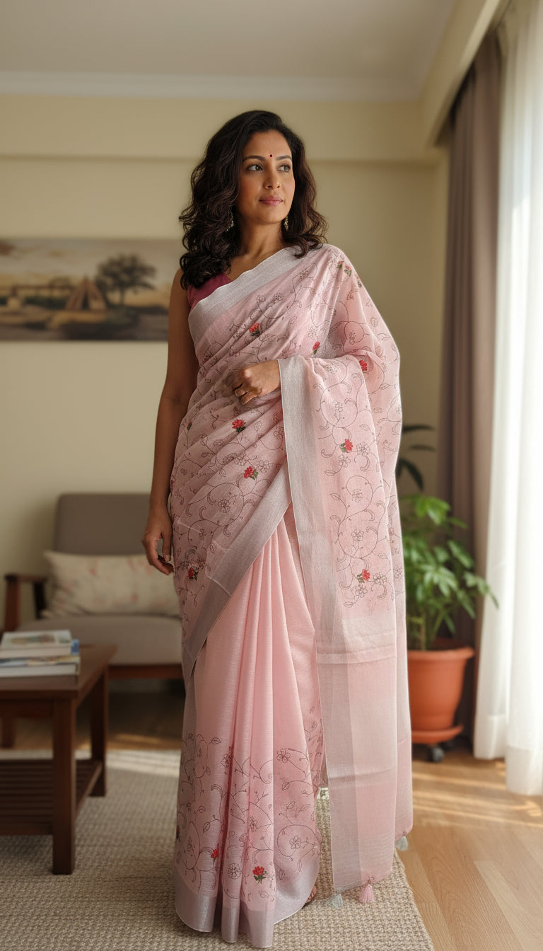 Linen Blend  Embroidery.