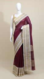 The Mahira Maroon Zari Saree