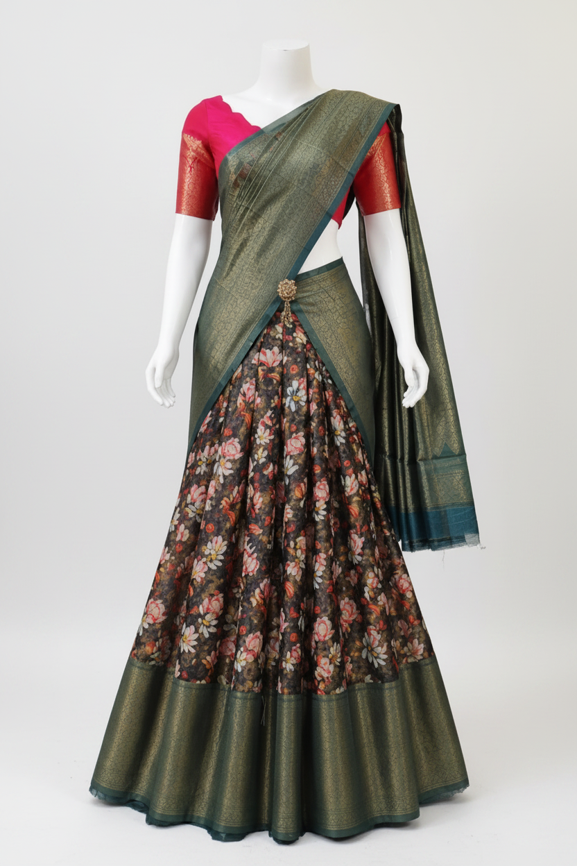 Black Floral Saree