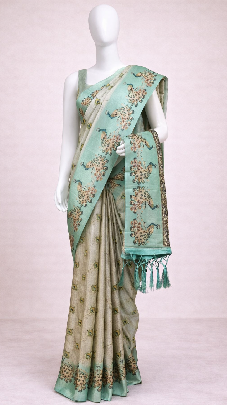 Softy silk  Dual-print with peacock