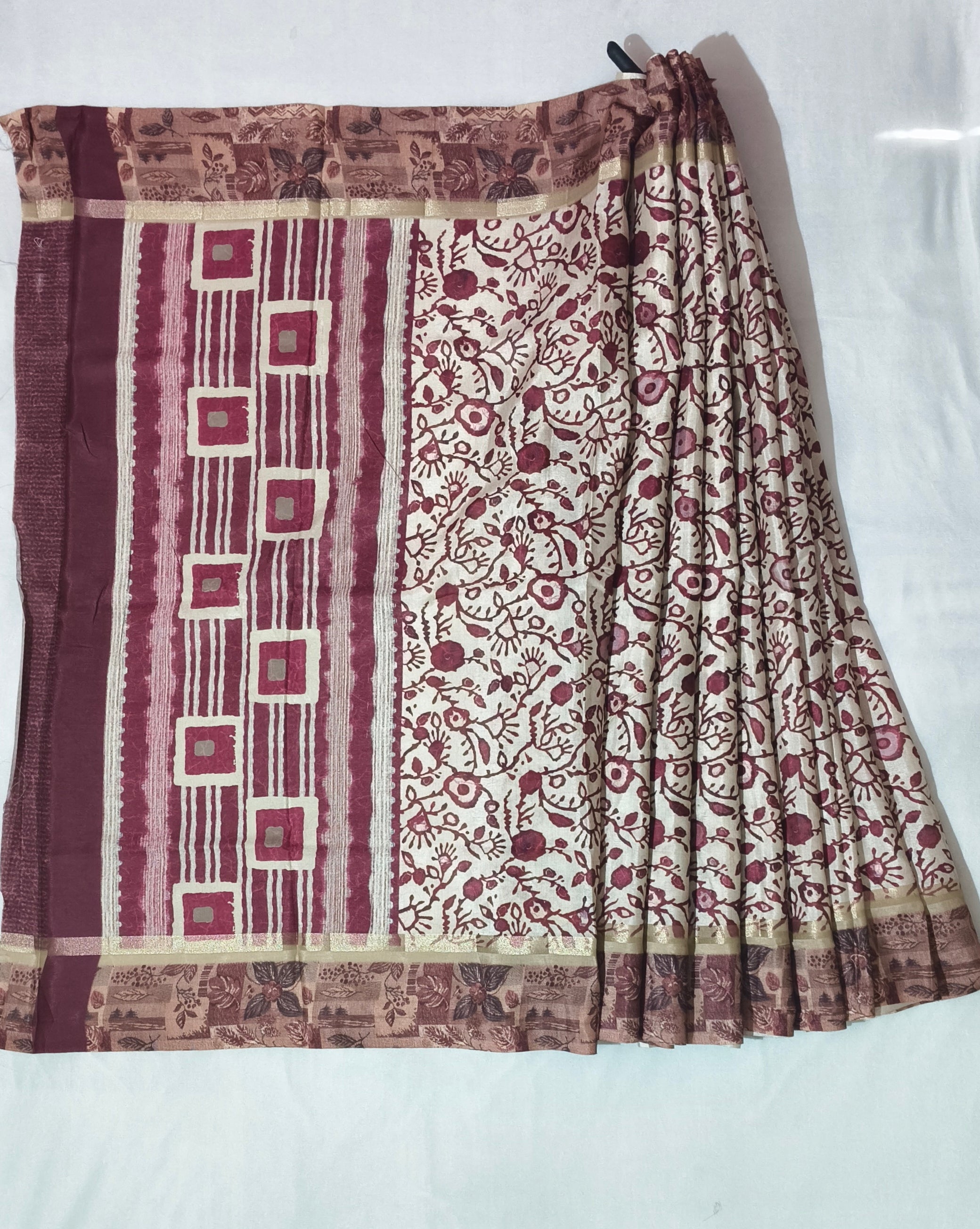 Maroon Traditional Art Tussar-Style