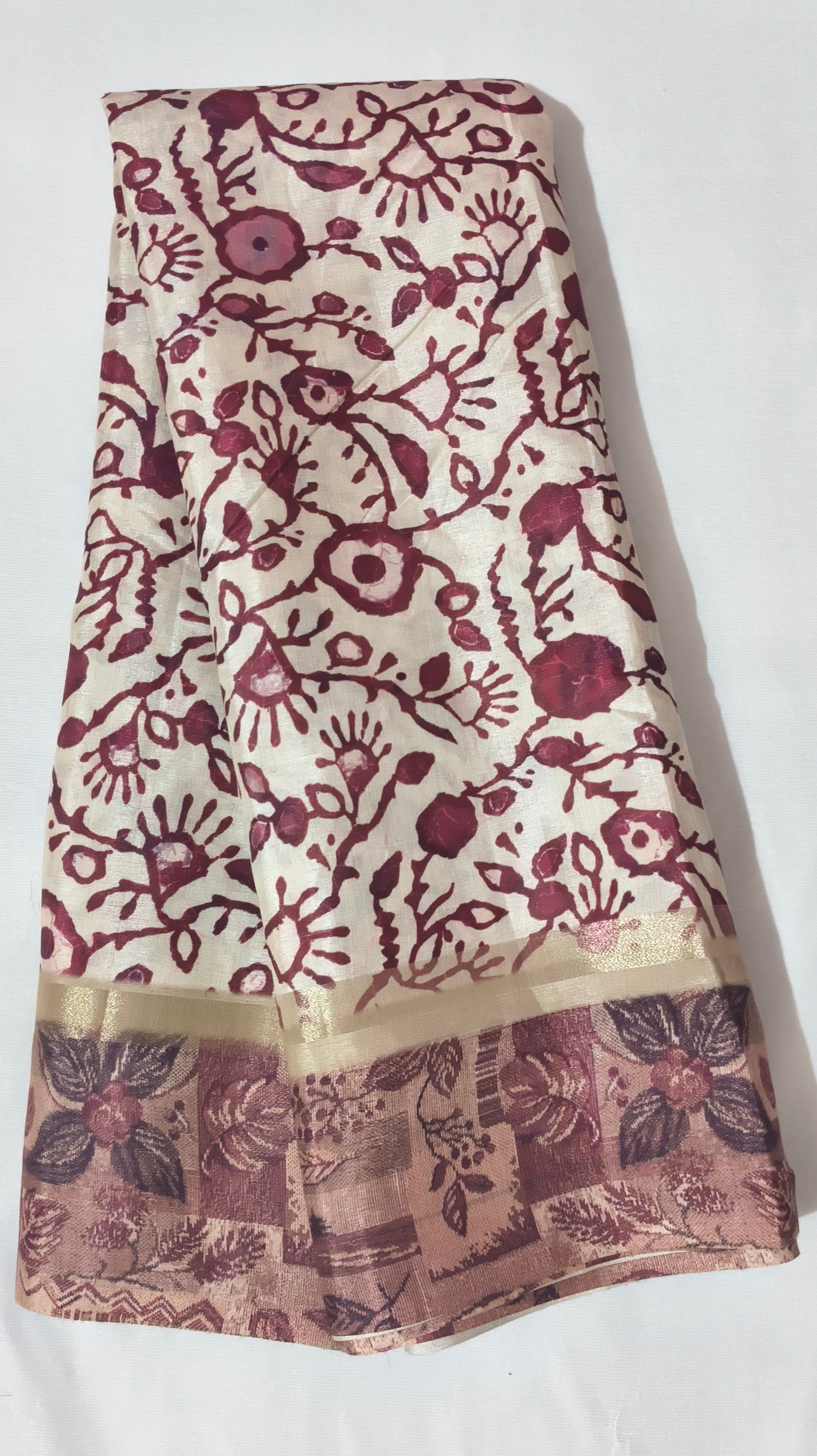 Maroon Traditional Art Tussar-Style