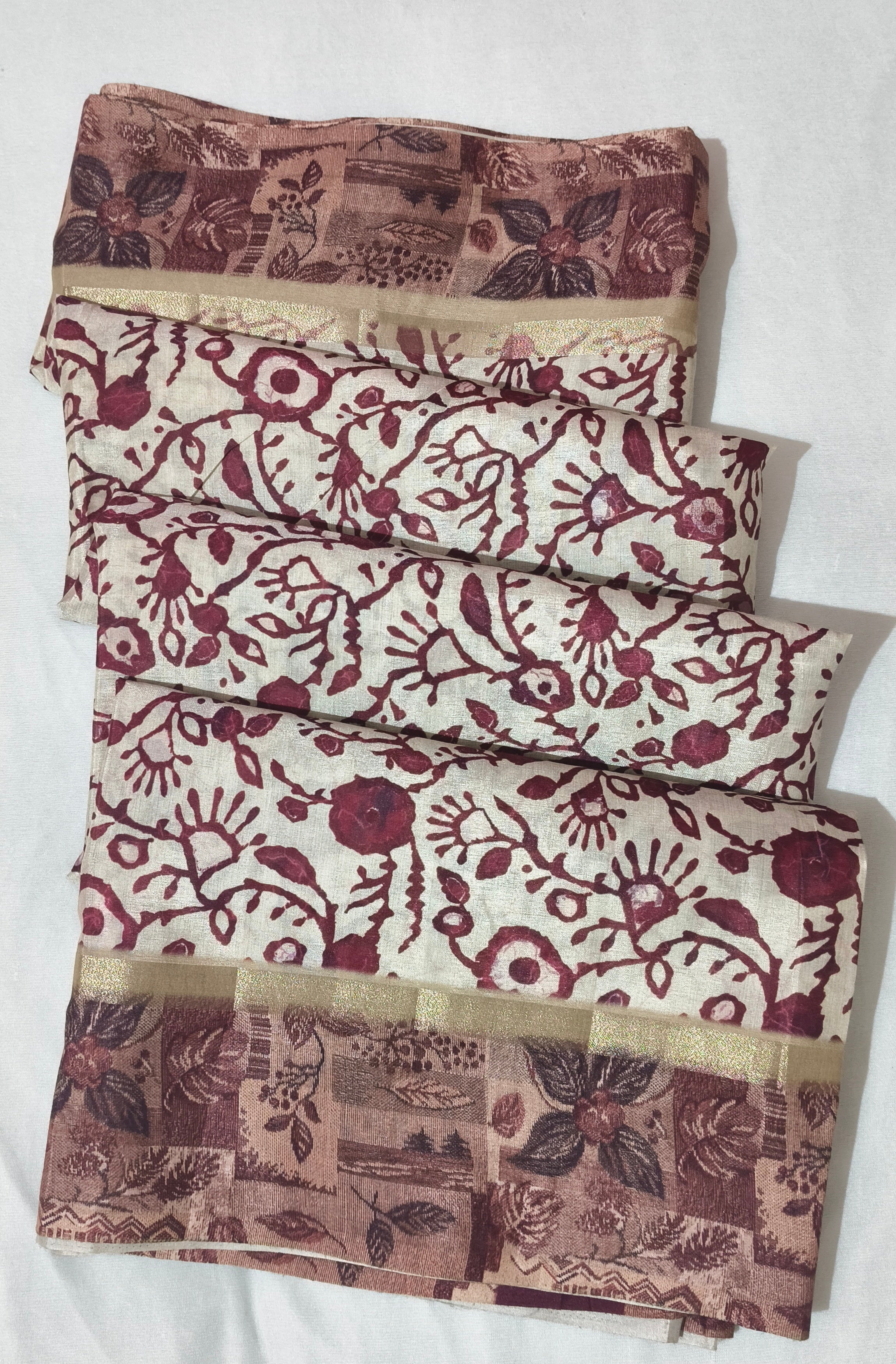 Maroon Traditional Art Tussar-Style