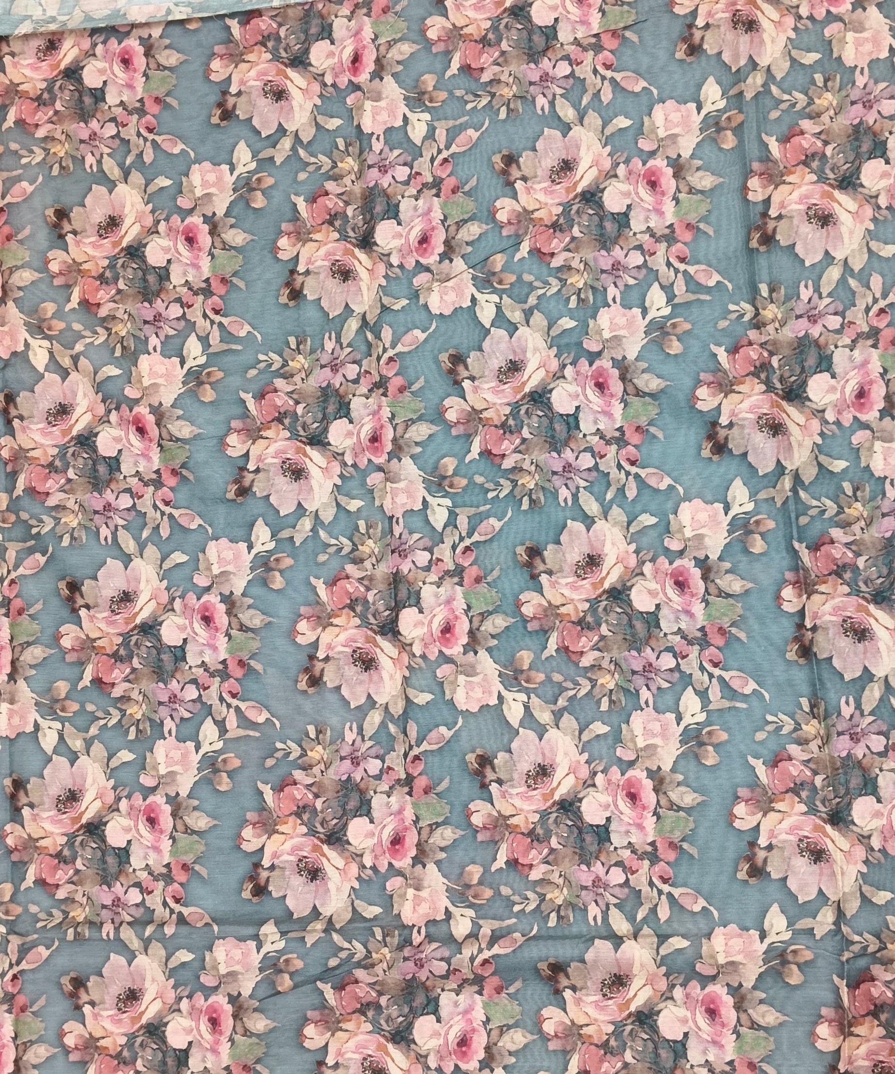 Charcoal Grey Floral Saree