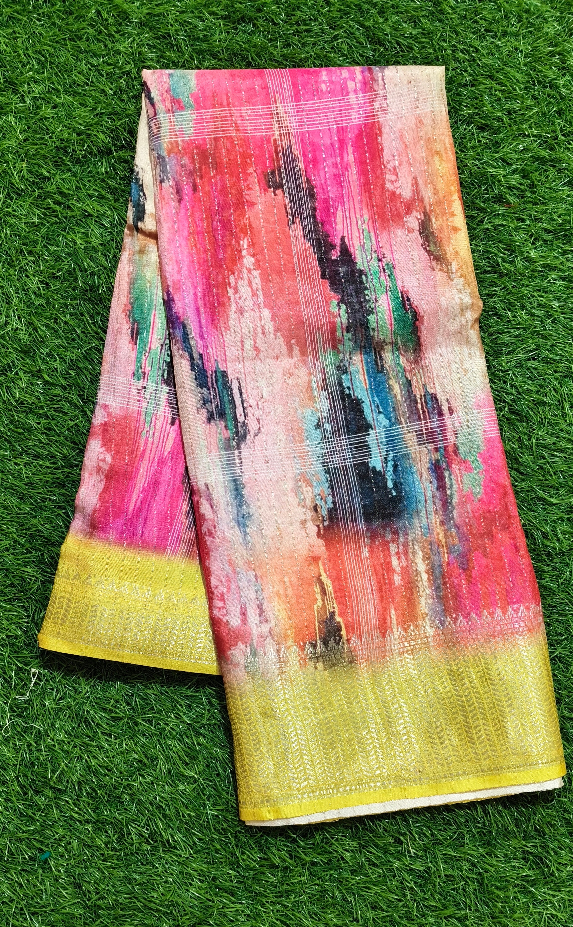 Abstract Multi-Color Saree