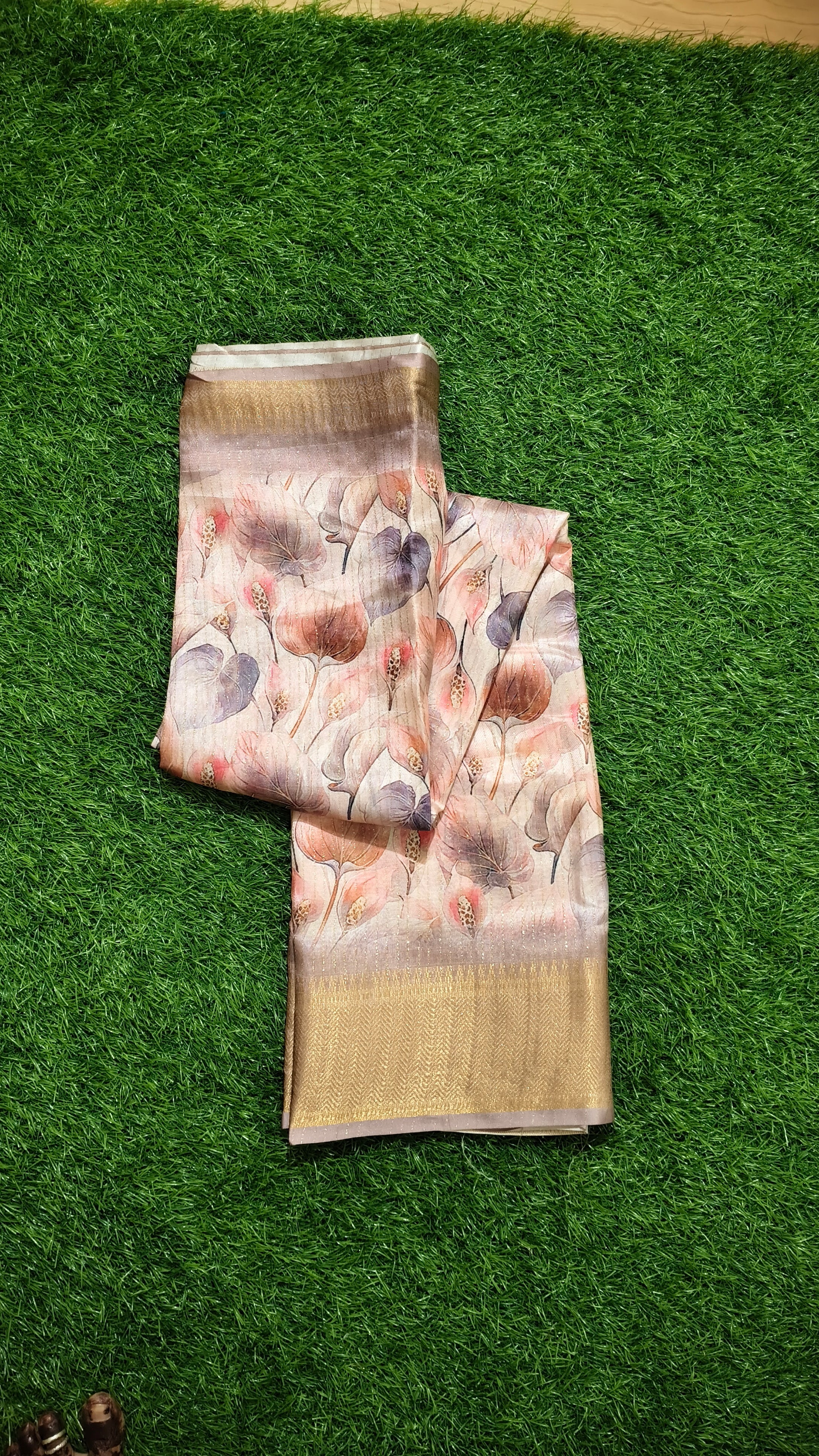 Beige & Peach Floral Saree