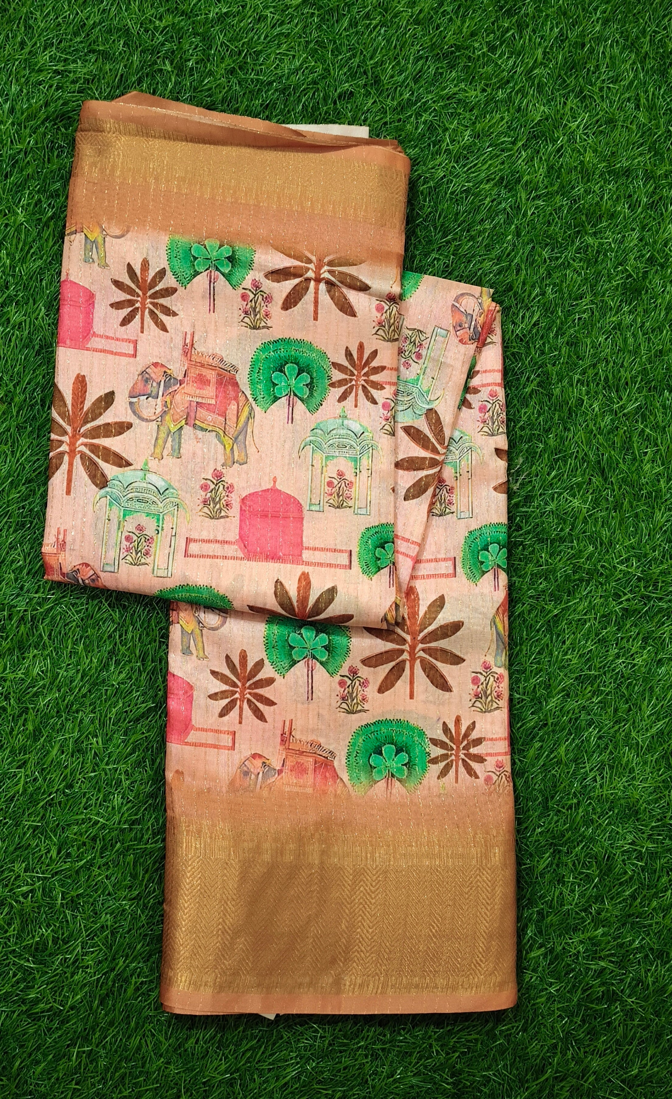 Artistic Elephant Print Saree