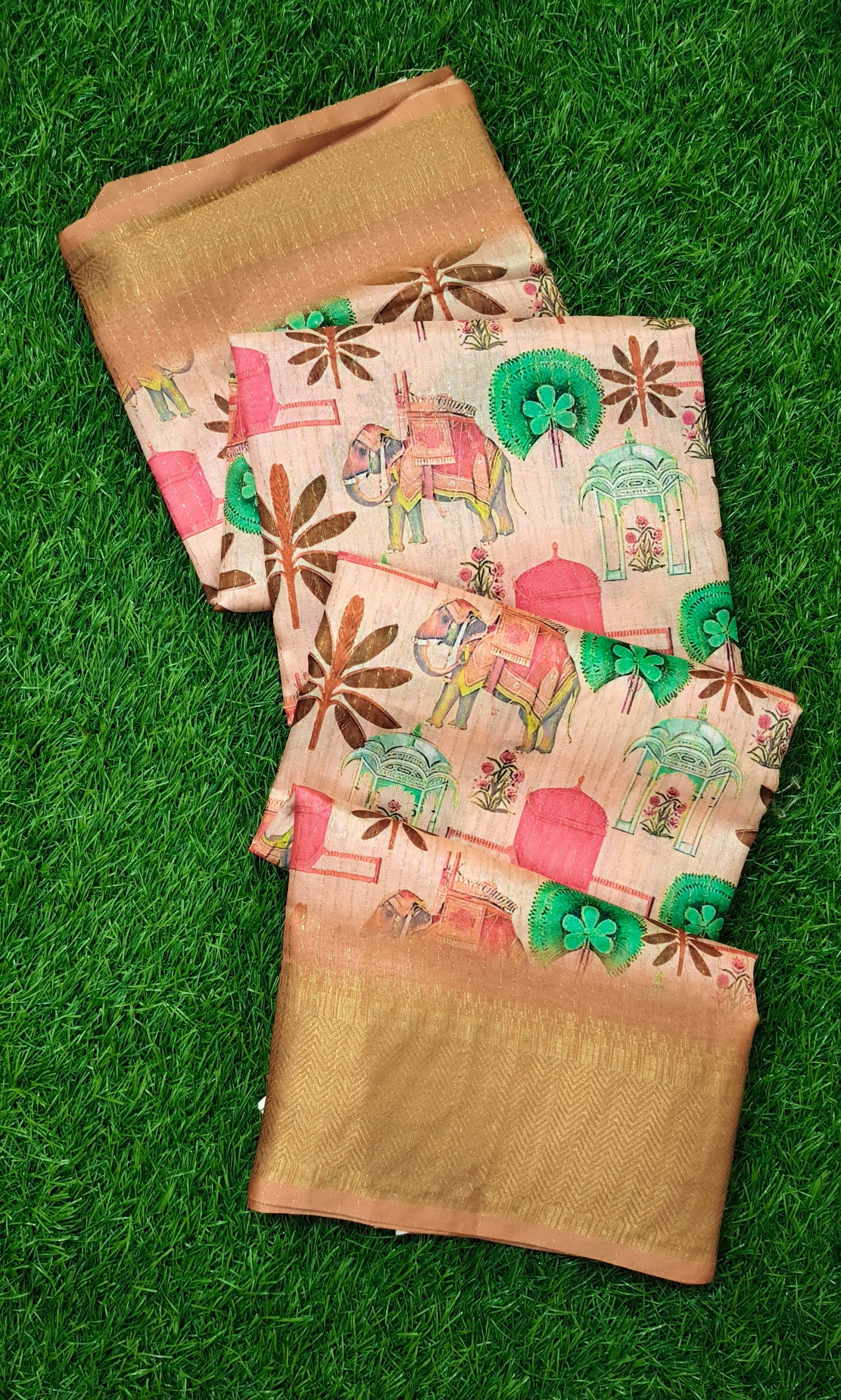 Artistic Elephant Print Saree