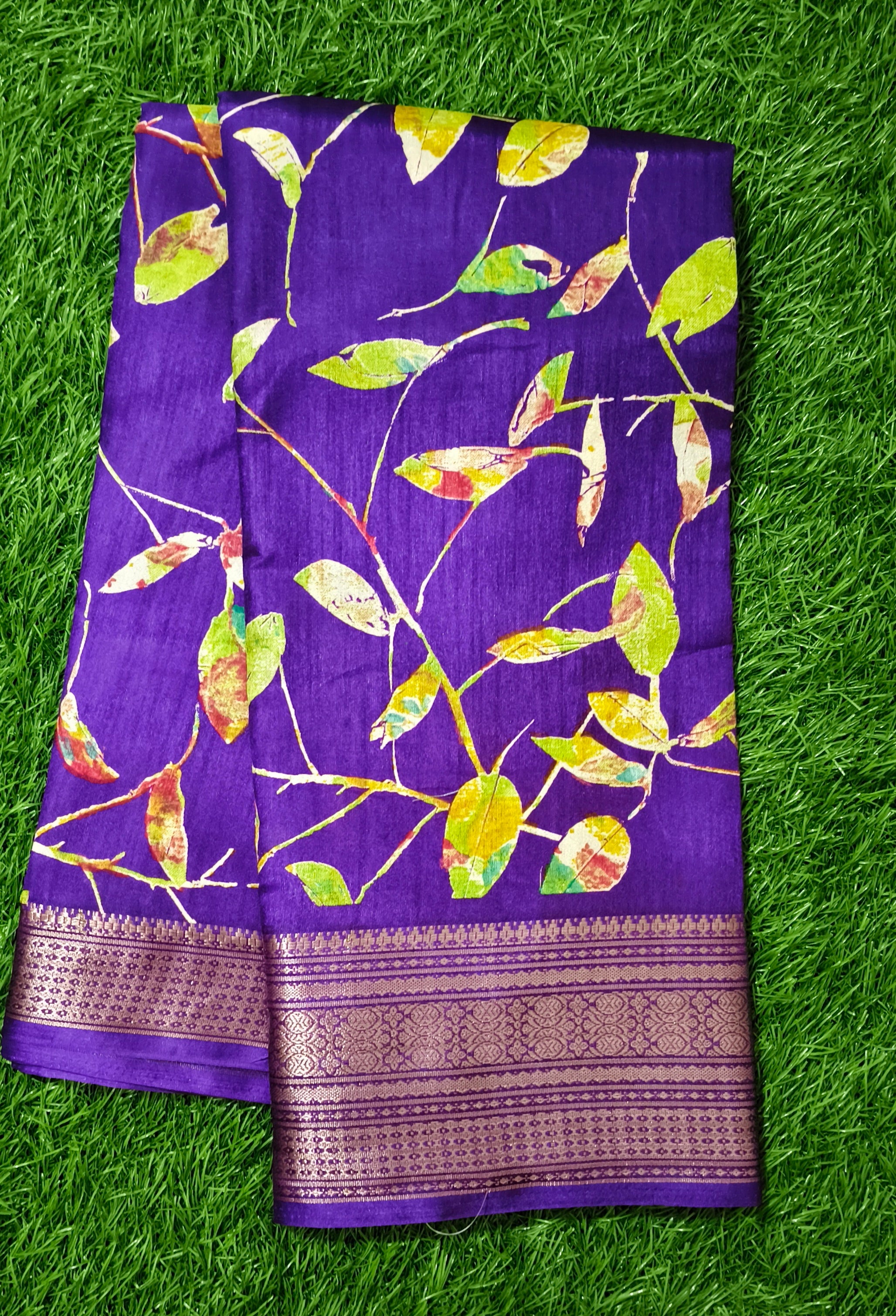 Vibrant Purple & Gold Saree