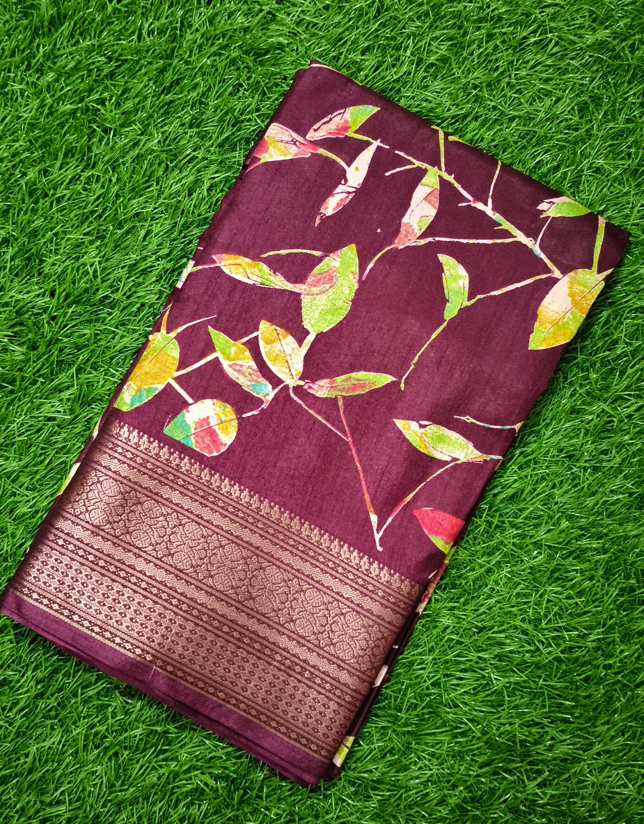 Wine-Purple & Gold Saree