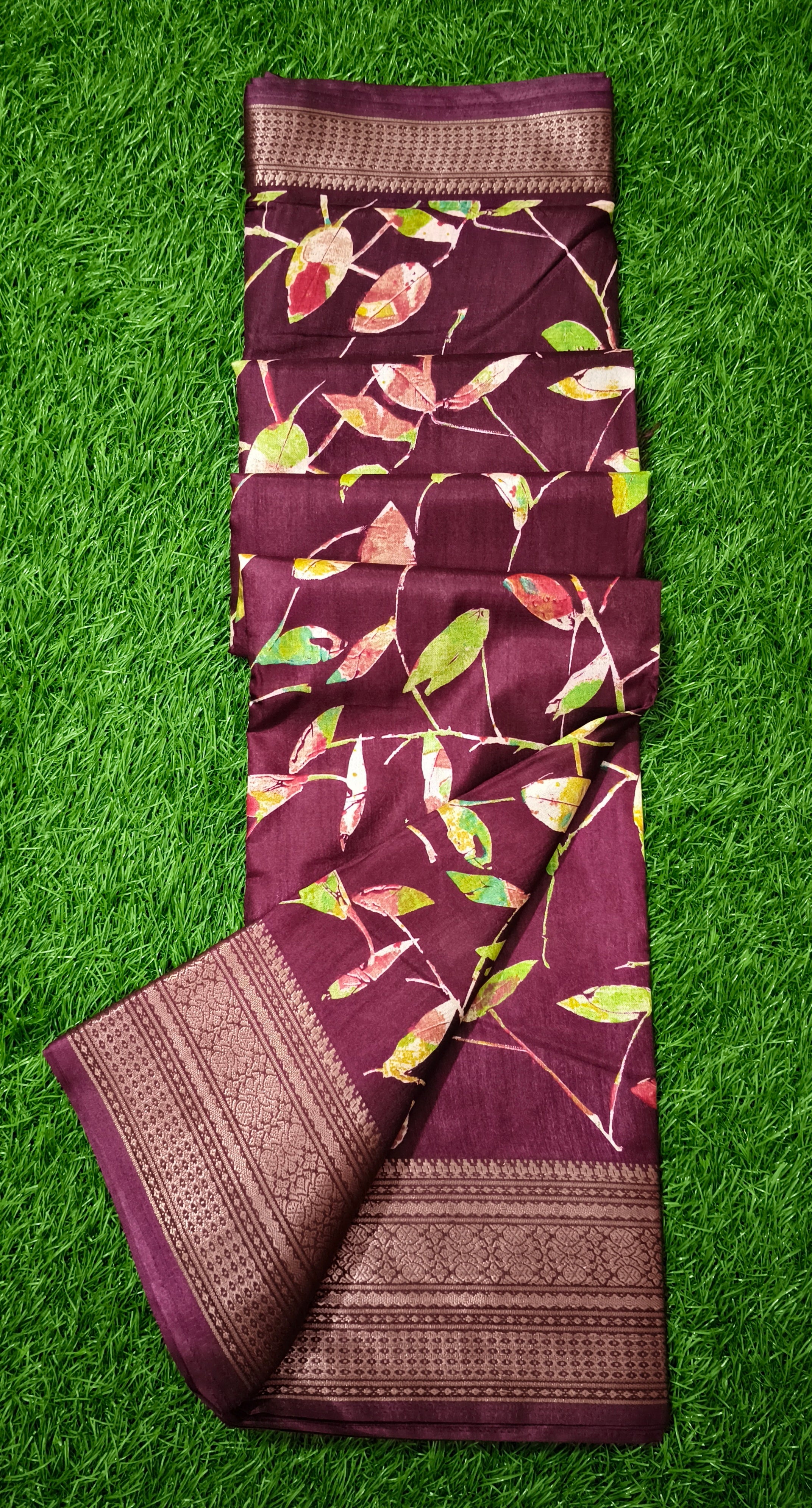 Wine-Purple & Gold Saree